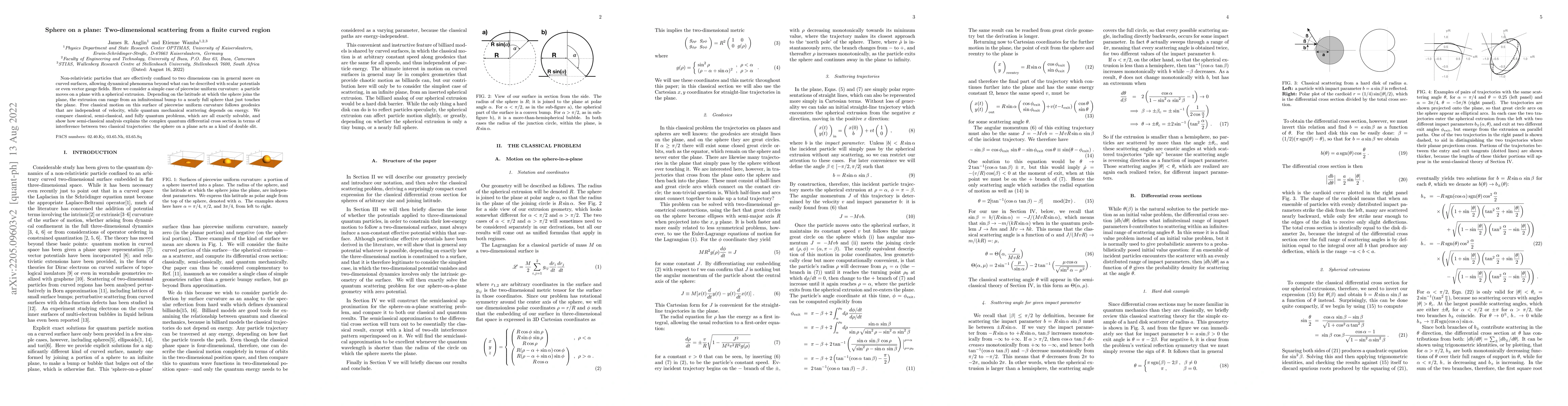 Thumbnail for Sphere on a plane: Two-dimensional scattering from a finite curved
  region