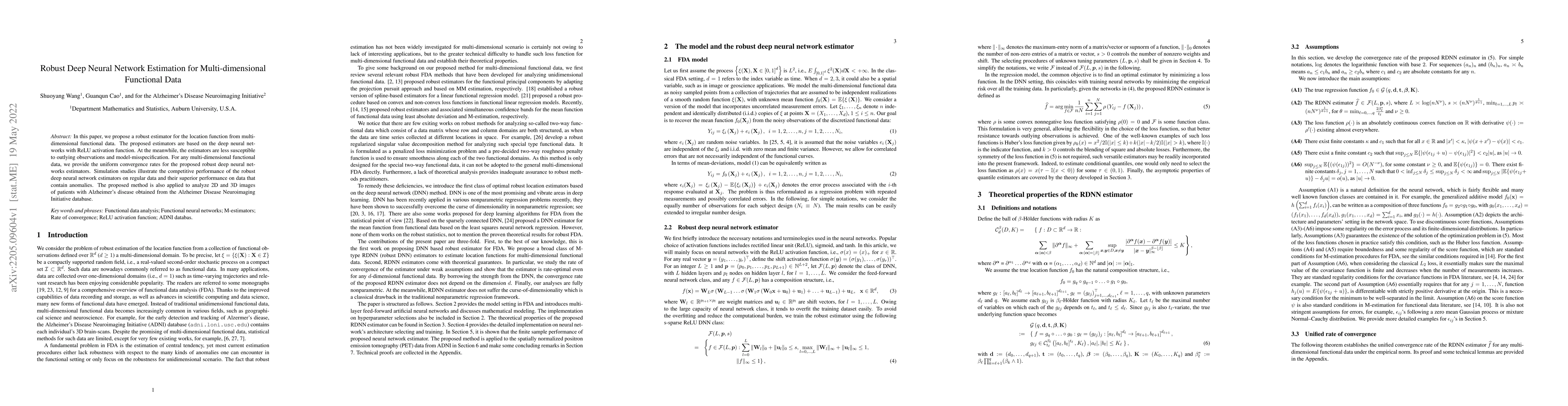 Thumbnail for Robust Deep Neural Network Estimation for Multi-dimensional Functional
  Data