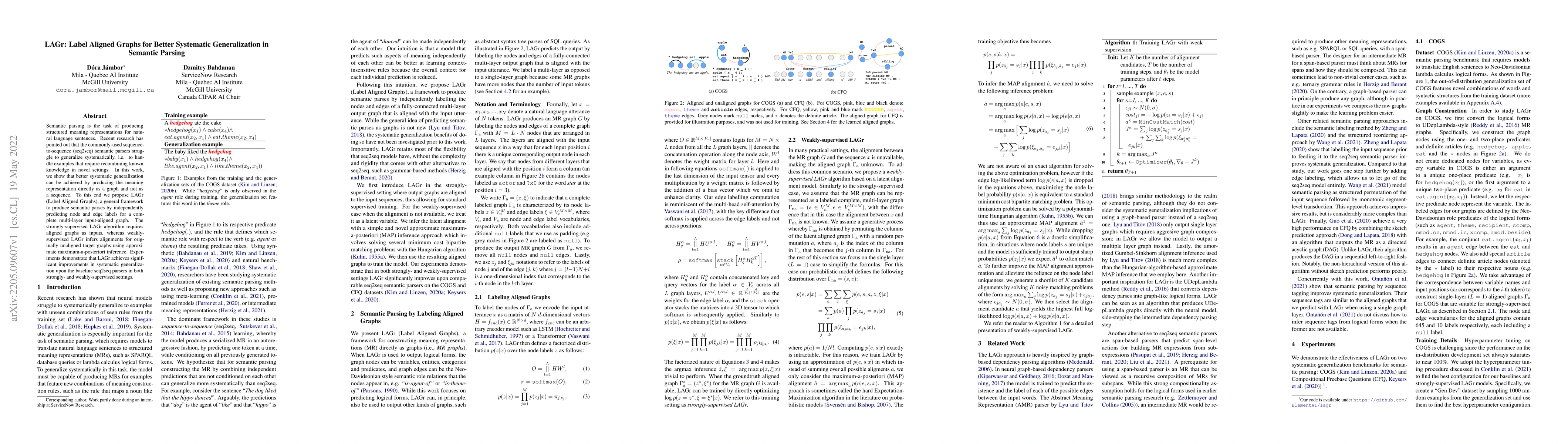 Thumbnail for LAGr: Label Aligned Graphs for Better Systematic Generalization in
  Semantic Parsing