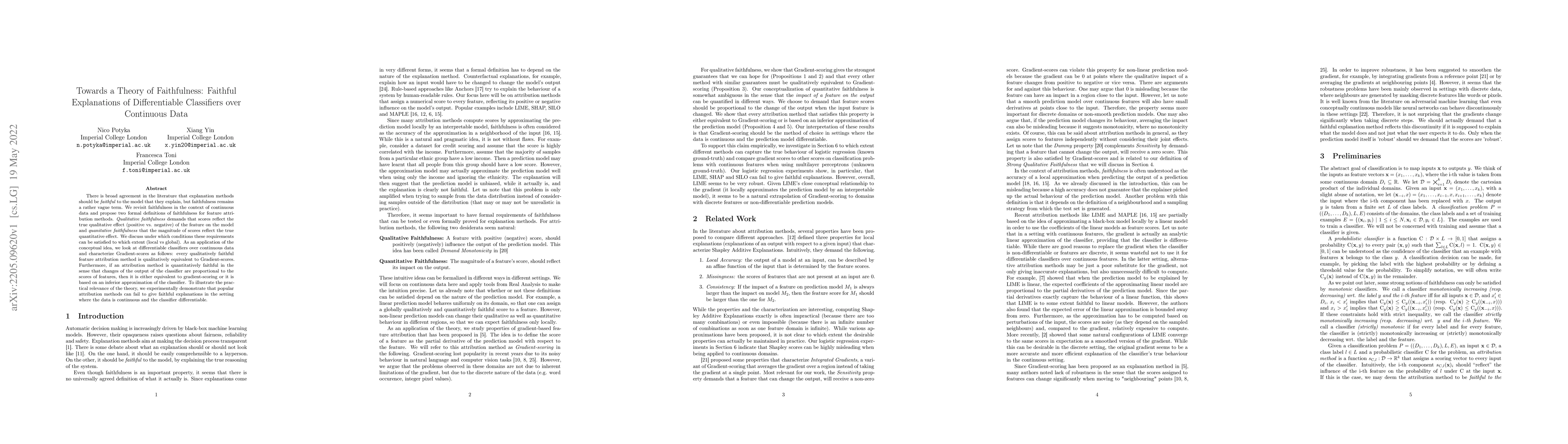 Thumbnail for Towards a Theory of Faithfulness: Faithful Explanations of
  Differentiable Classifiers over Continuous Data