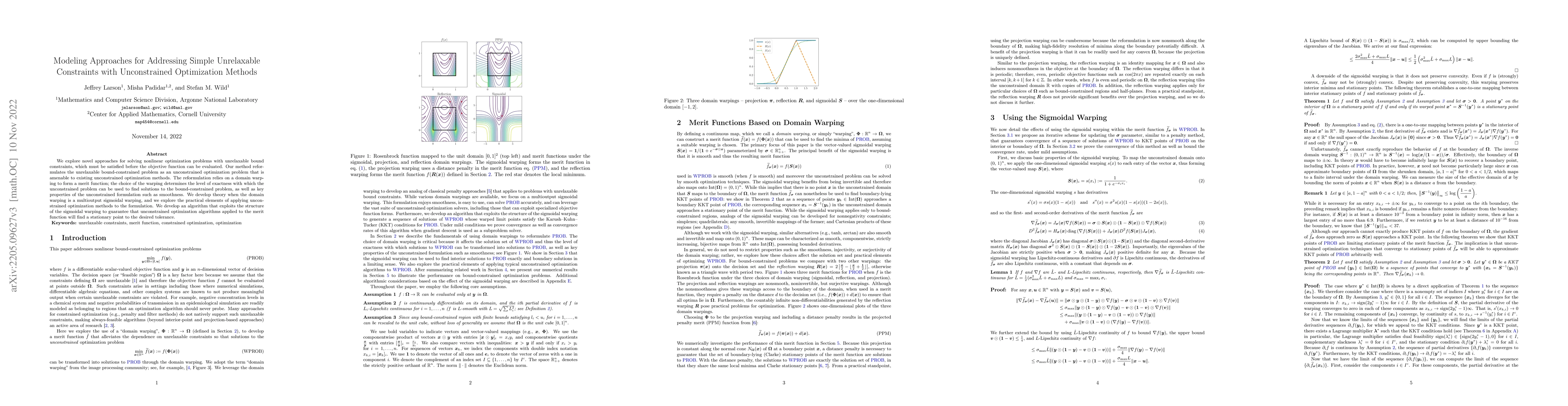 Thumbnail for Modeling Approaches for Addressing Simple Unrelaxable Constraints with
  Unconstrained Optimization Methods