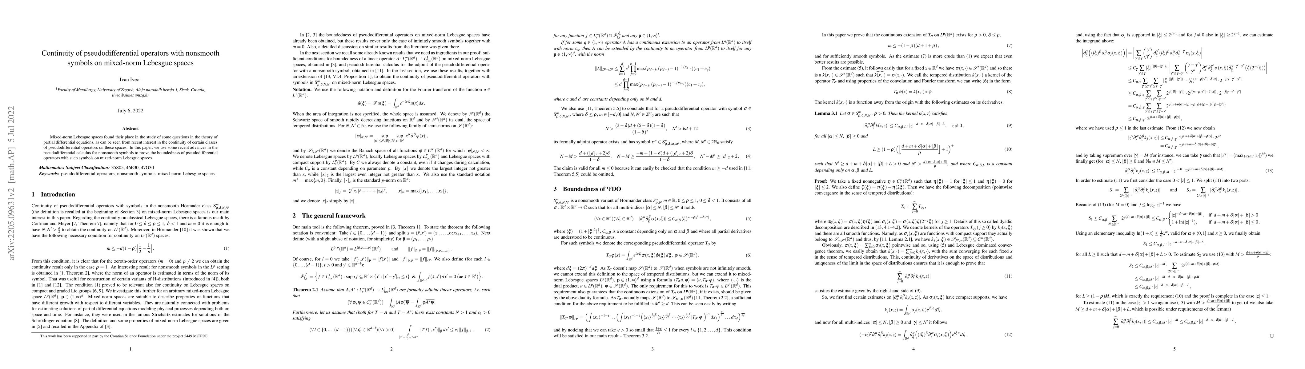 Thumbnail for Continuity of pseudodifferential operators with nonsmooth symbols on
  mixed-norm Lebesgue spaces