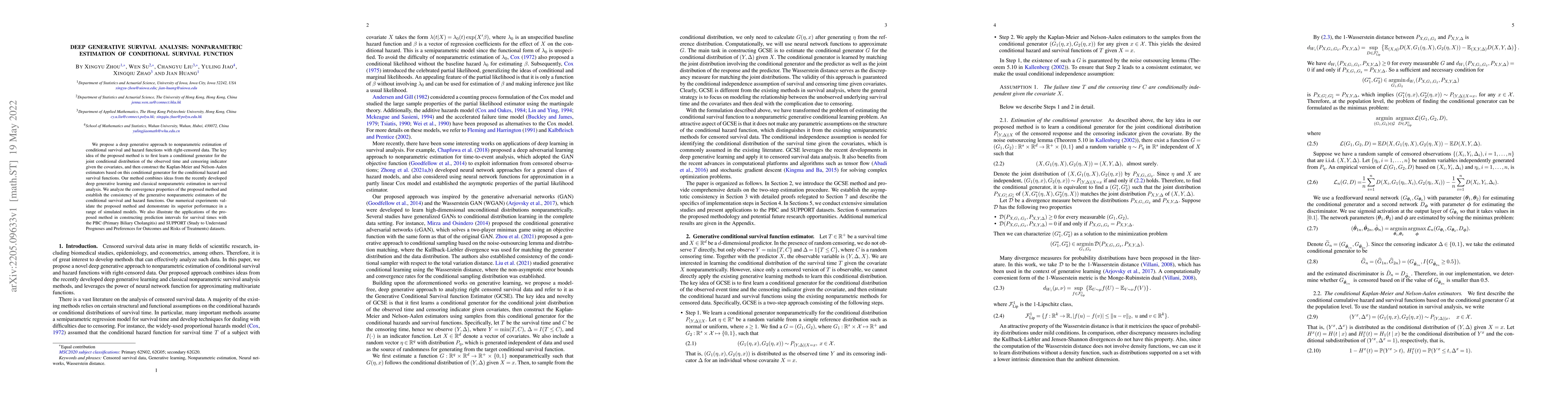 Thumbnail for Deep Generative Survival Analysis: Nonparametric Estimation of
  Conditional Survival Function