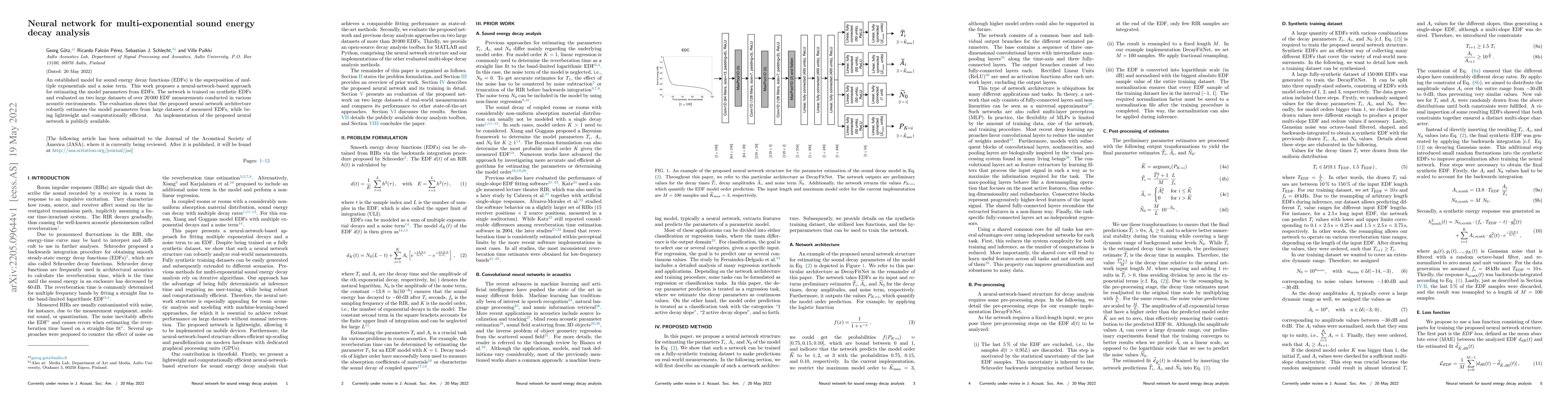 Thumbnail for Neural network for multi-exponential sound energy decay analysis