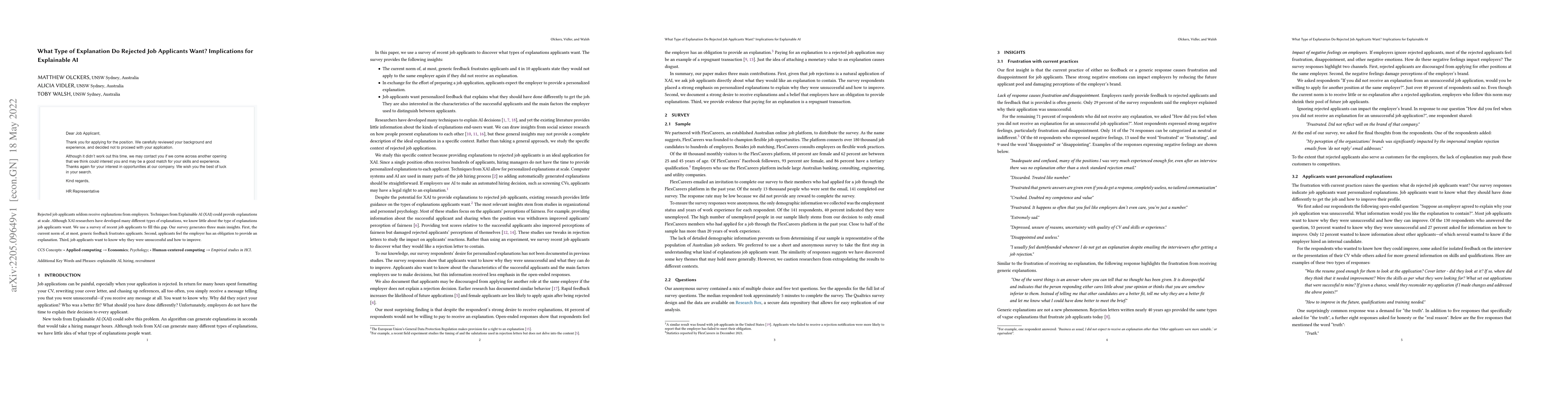 Thumbnail for What Type of Explanation Do Rejected Job Applicants Want? Implications
  for Explainable AI