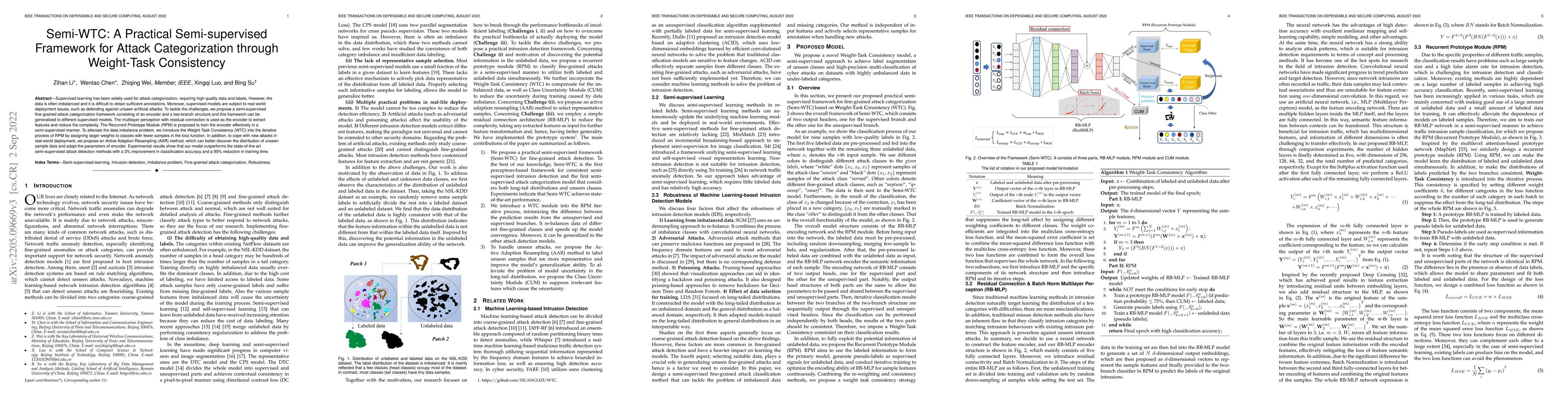 Thumbnail for Semi-WTC: A Practical Semi-supervised Framework for Attack
  Categorization through Weight-Task Consistency