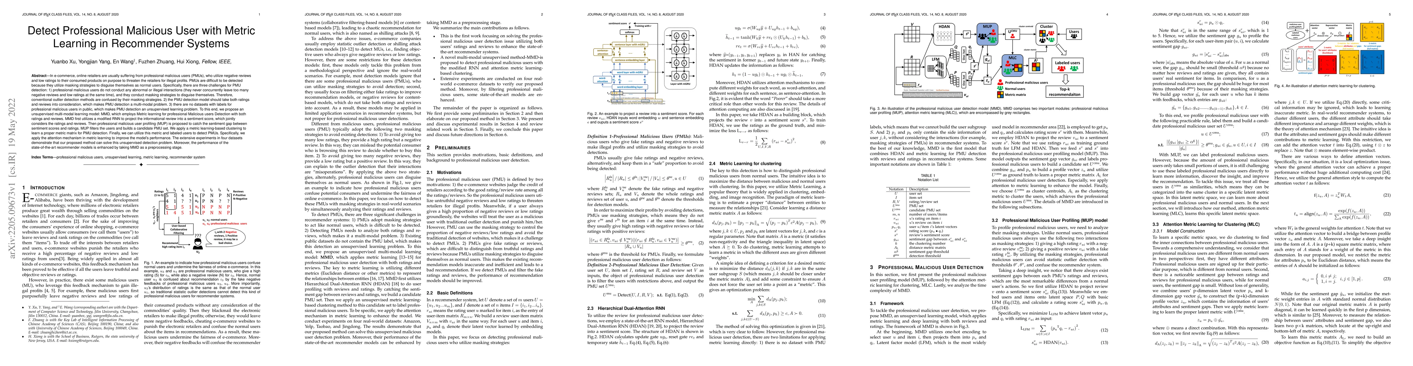 Thumbnail for Detect Professional Malicious User with Metric Learning in Recommender
  Systems