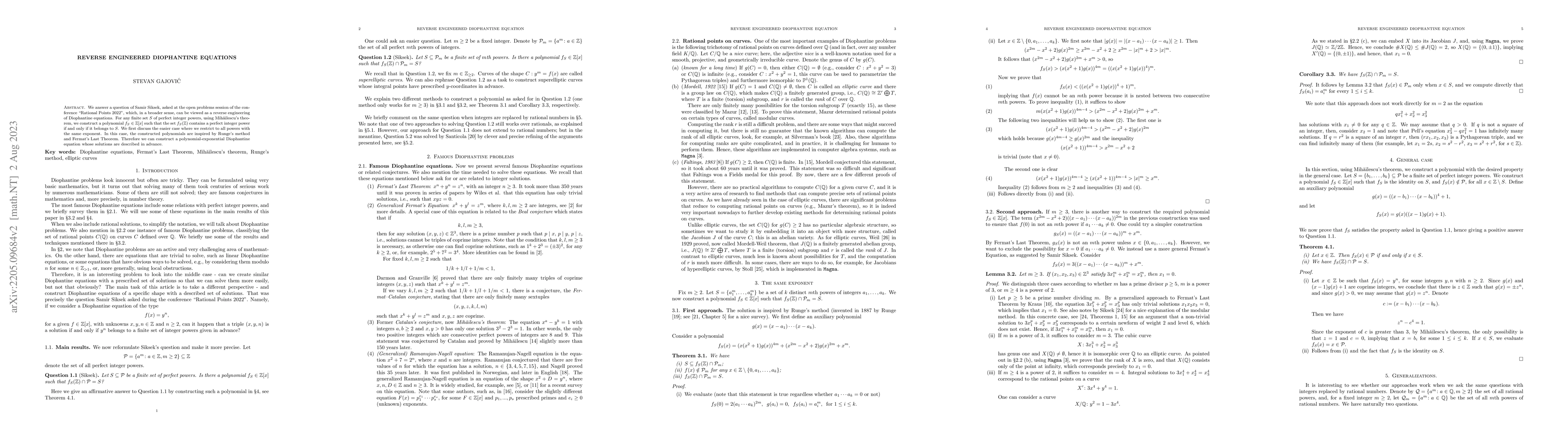 Thumbnail for Reverse engineered Diophantine equations