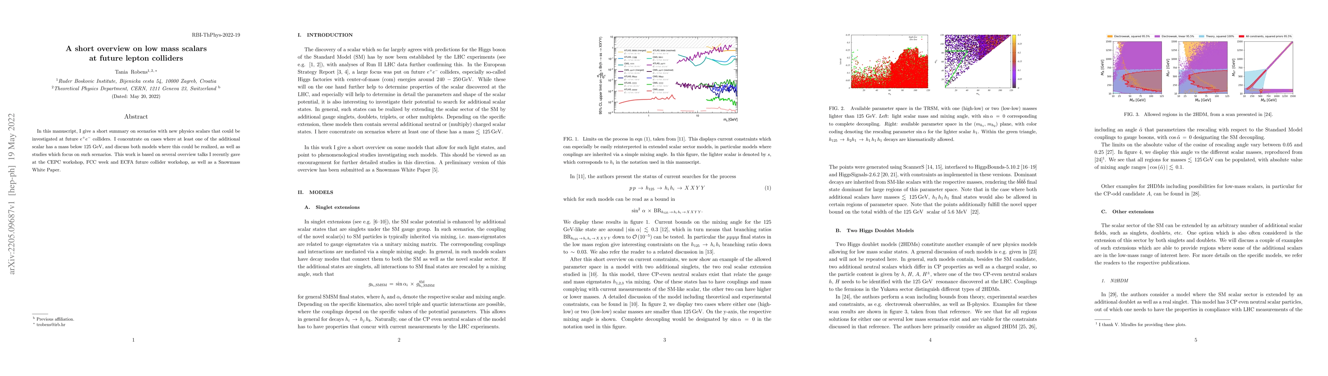 Thumbnail for A short overview on low mass scalars at future lepton colliders