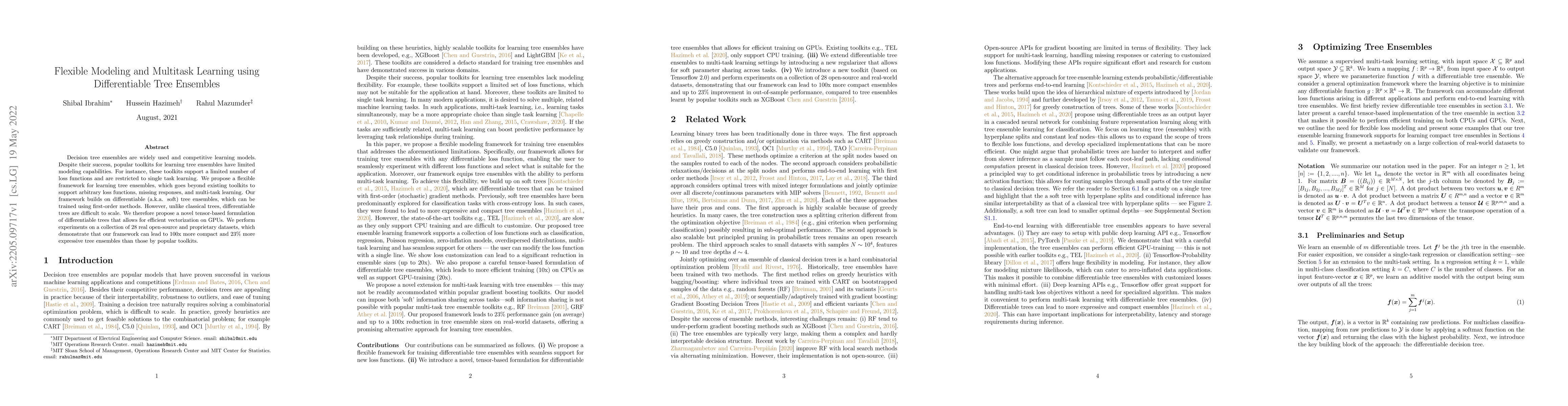 Thumbnail for Flexible Modeling and Multitask Learning using Differentiable Tree
  Ensembles