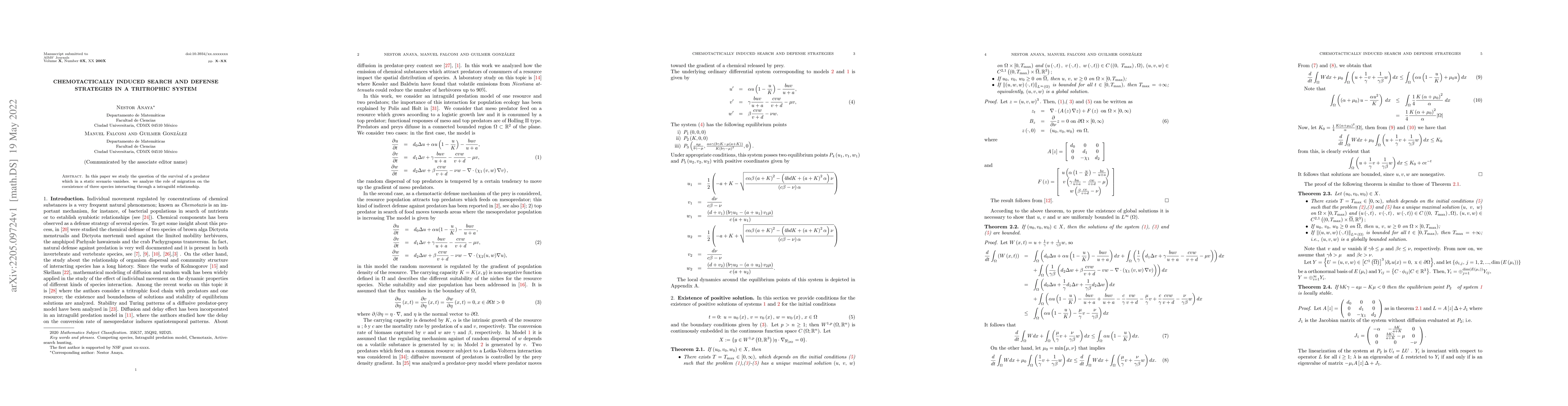Thumbnail for Chemotactically induced search and defense strategies in a tritrophic
  system