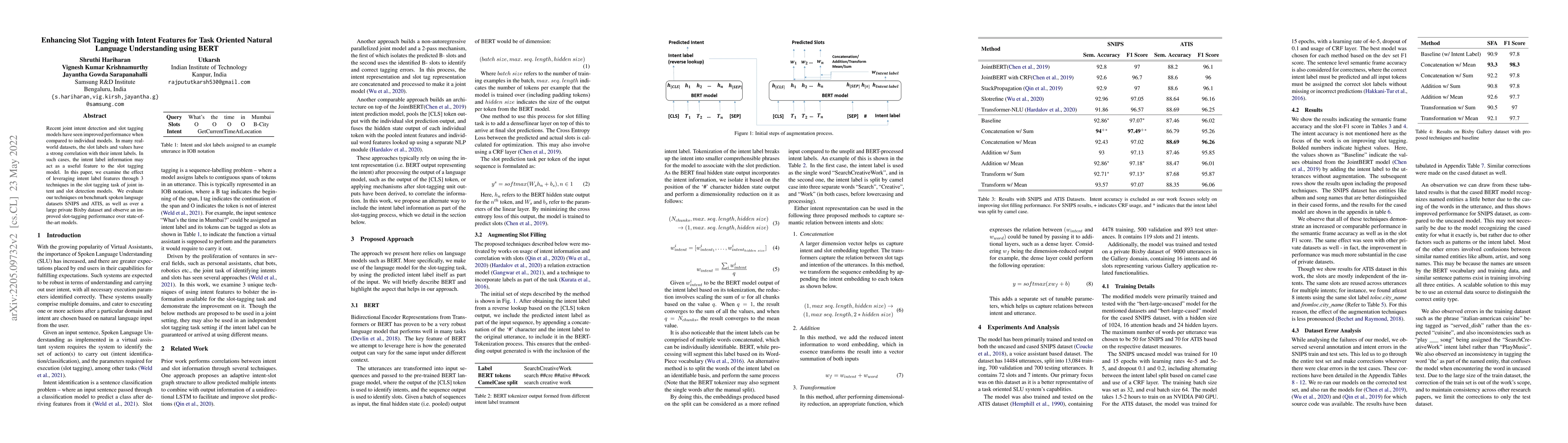 Thumbnail for Enhancing Slot Tagging with Intent Features for Task Oriented Natural
  Language Understanding using BERT