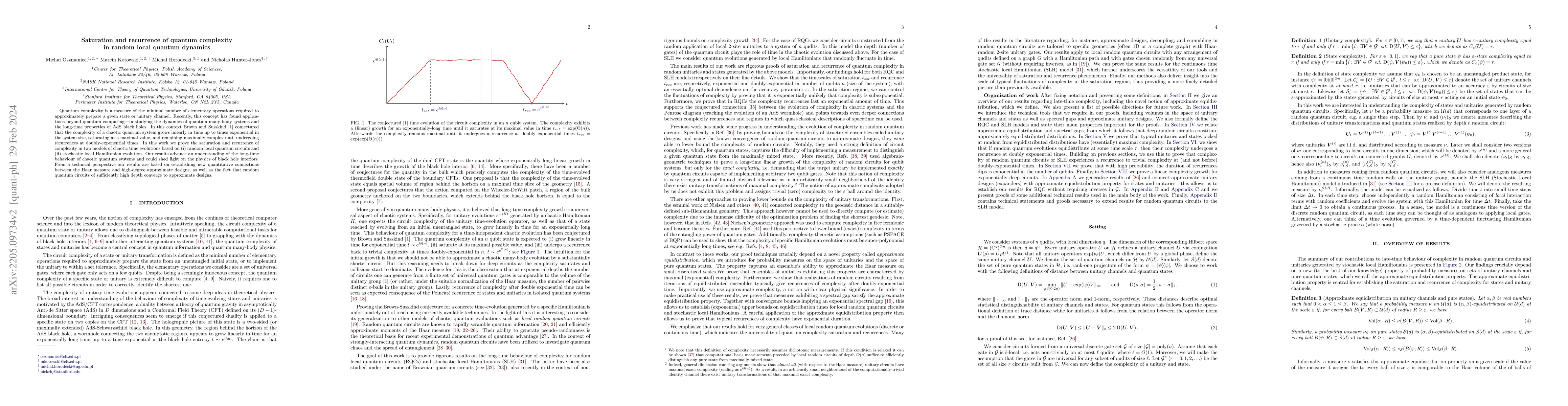 Thumbnail for Saturation and recurrence of quantum complexity in random local quantum
  dynamics