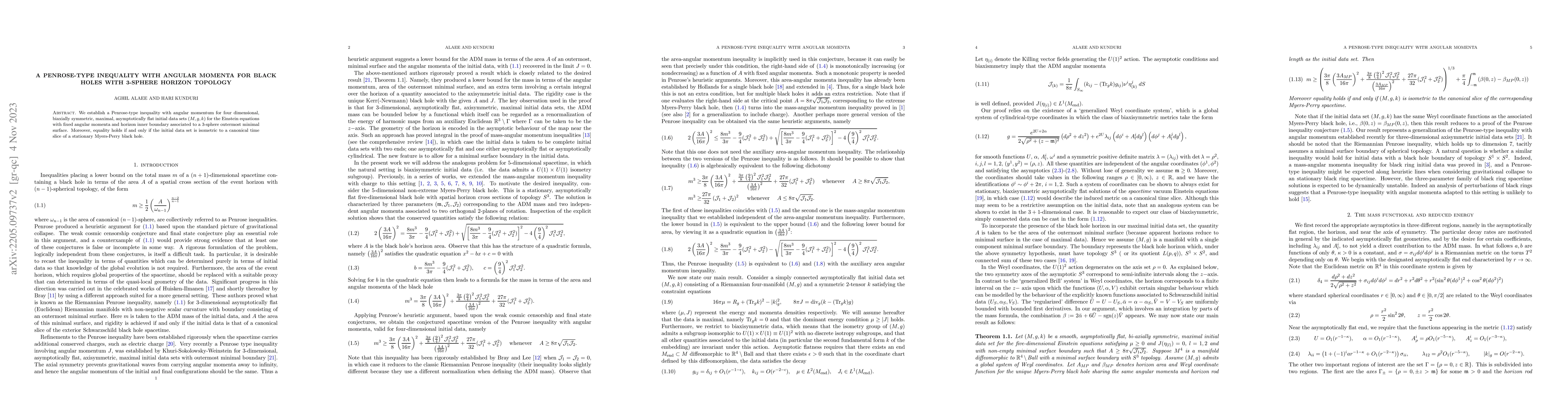 Thumbnail for A Penrose-type inequality with angular momenta for black holes with
  3-sphere horizon topology