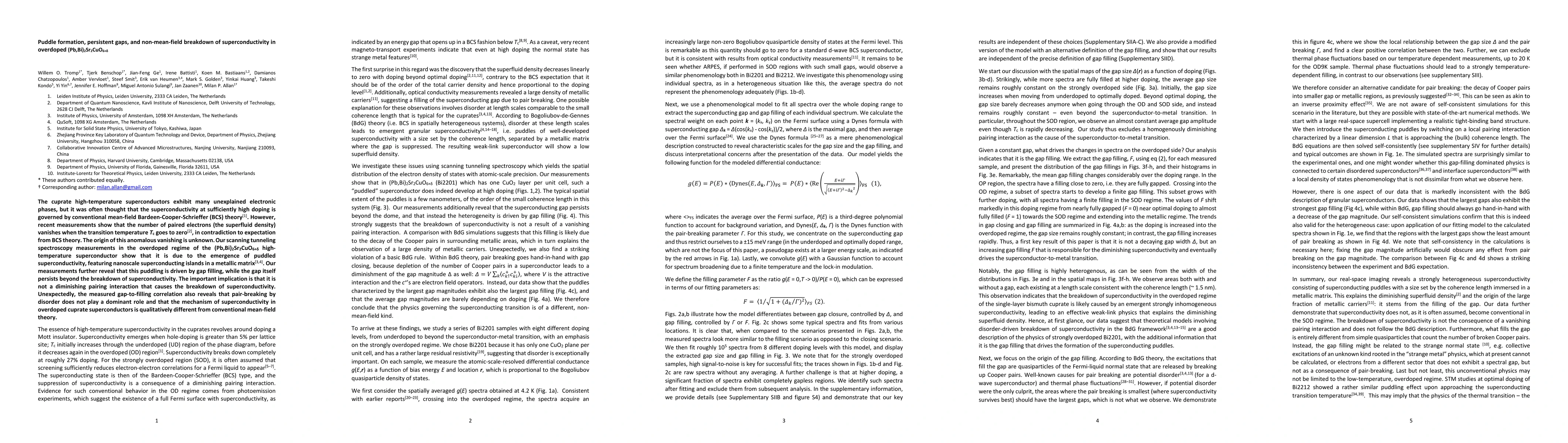 Thumbnail for Puddle formation, persistent gaps, and non-mean-field breakdown of
  superconductivity in overdoped (Pb,Bi)2Sr2CuO6+{\delta}