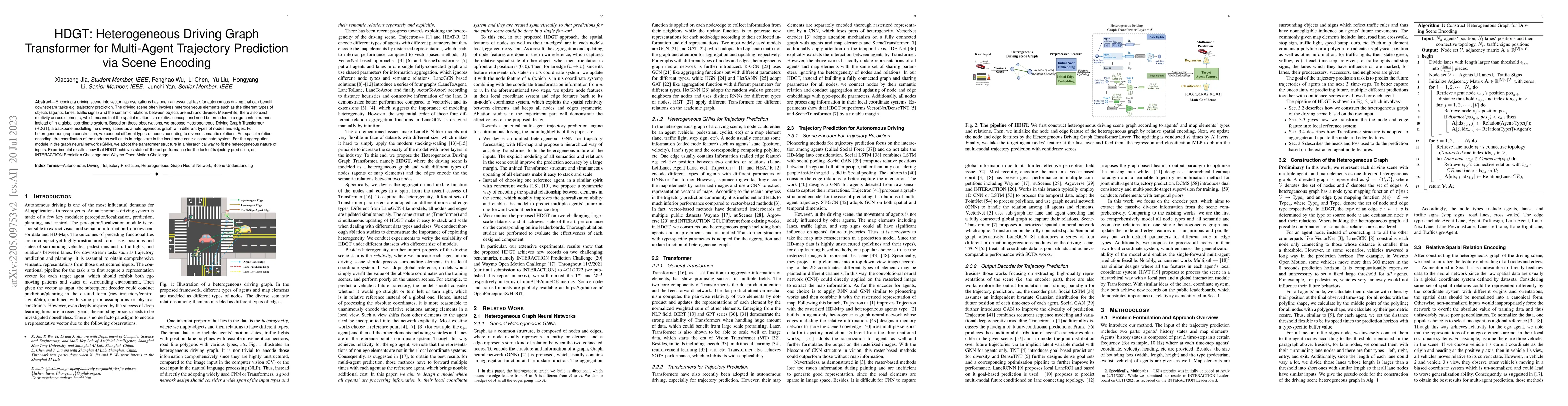 Thumbnail for HDGT: Heterogeneous Driving Graph Transformer for Multi-Agent Trajectory
  Prediction via Scene Encoding
