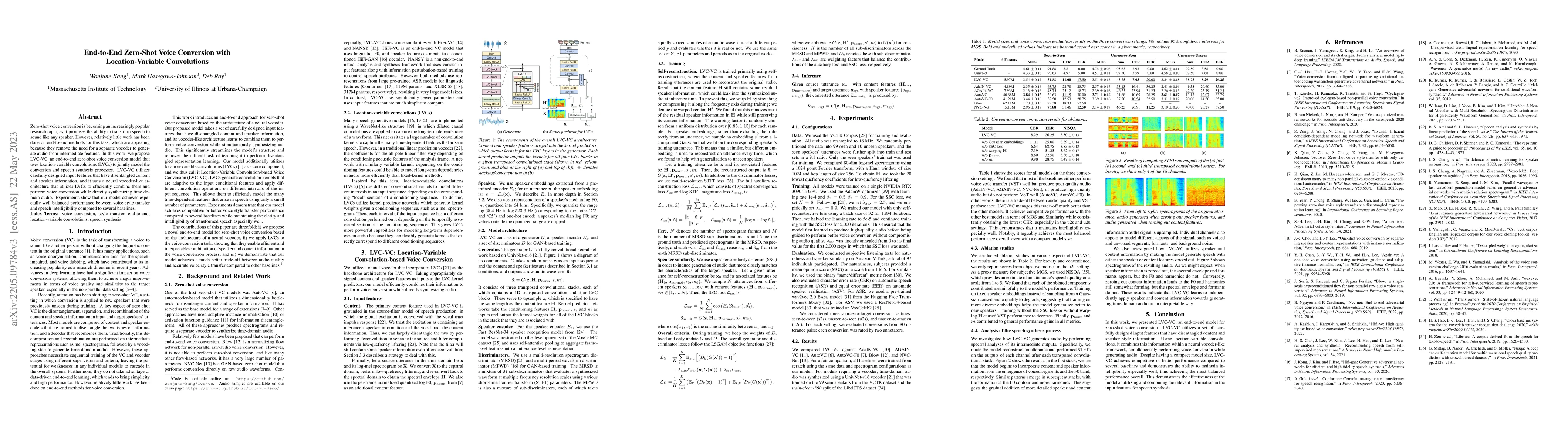 Thumbnail for End-to-End Zero-Shot Voice Conversion with Location-Variable
  Convolutions