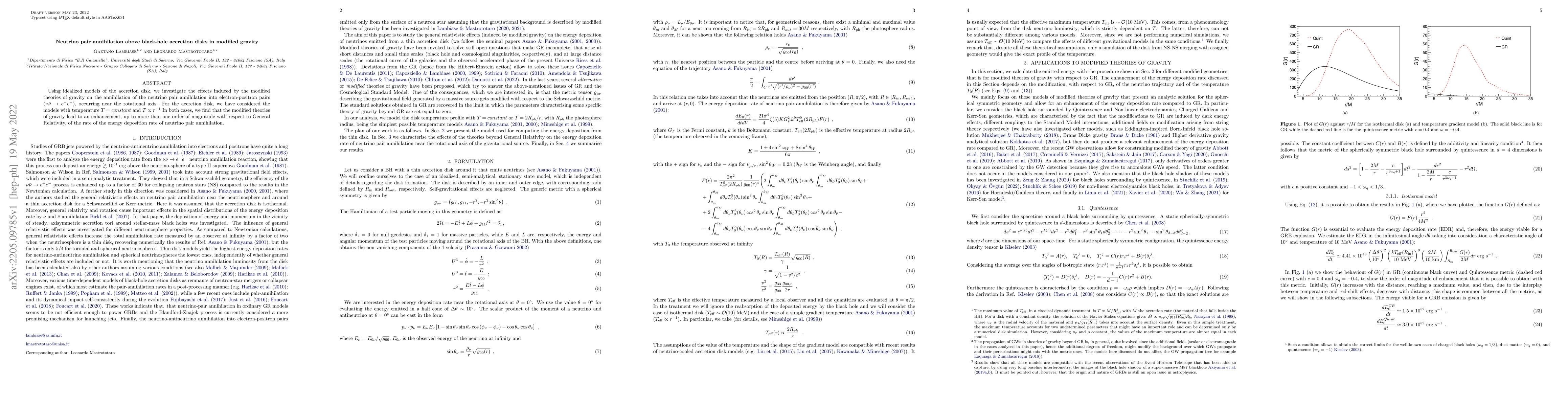 Thumbnail for Neutrino pair annihilation above black-hole accretion disks in modified
  gravity