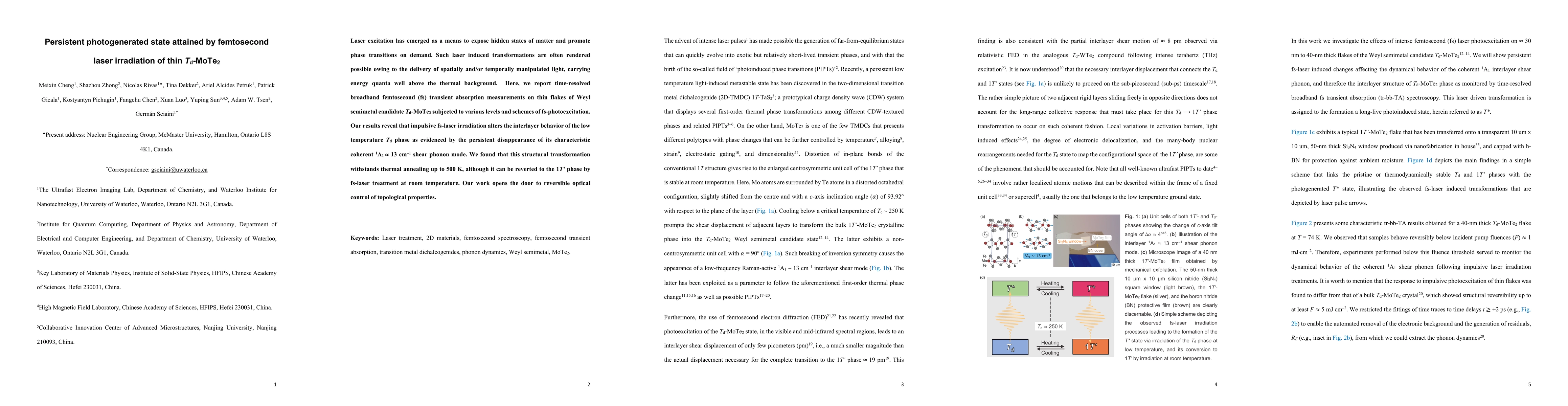 Thumbnail for Persistent photogenerated state attained by femtosecond laser
  irradiation of thin $T_d$-MoTe$_2$