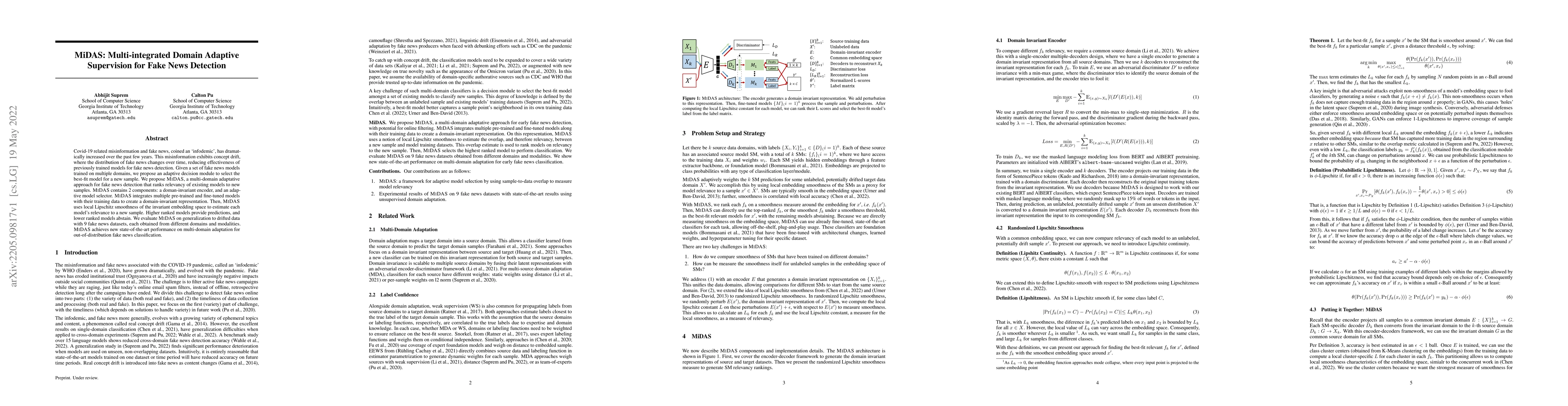 Thumbnail for MiDAS: Multi-integrated Domain Adaptive Supervision for Fake News
  Detection