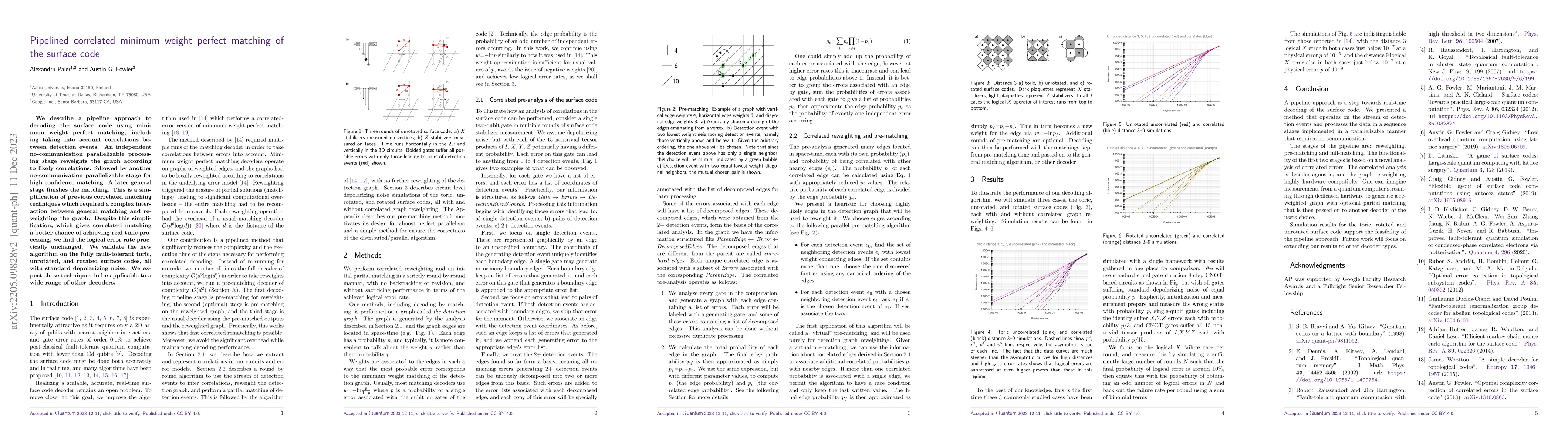 Thumbnail for Pipelined correlated minimum weight perfect matching of the surface code