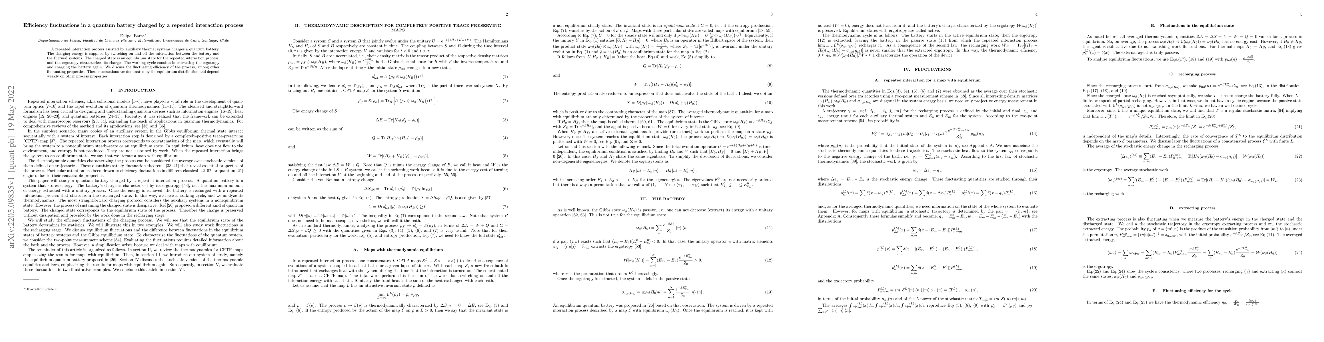 Thumbnail for Efficiency fluctuations in a quantum battery charged by a repeated
  interaction process