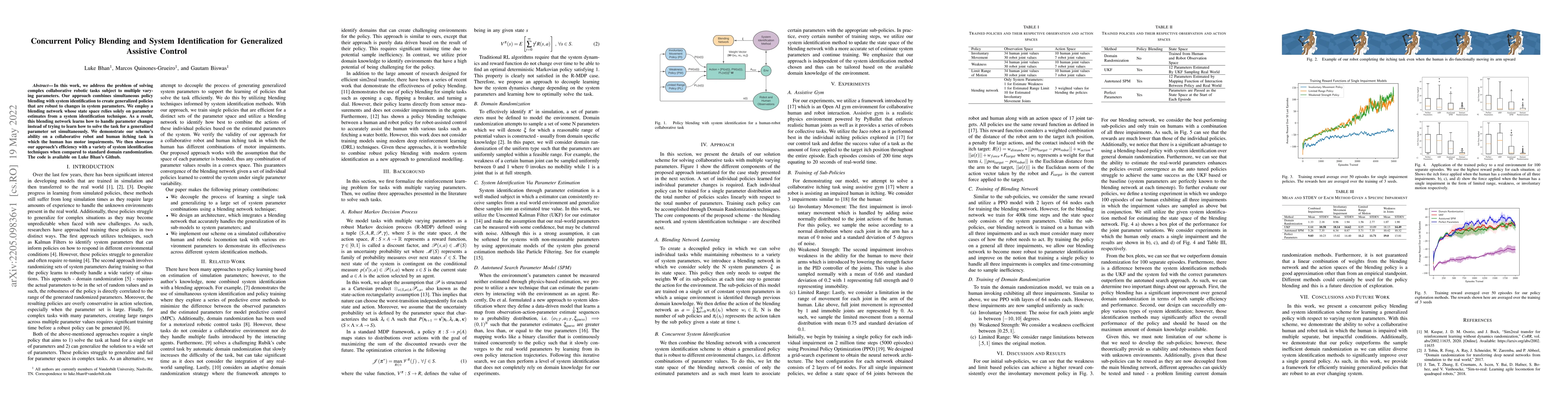 Thumbnail for Concurrent Policy Blending and System Identification for Generalized
  Assistive Control