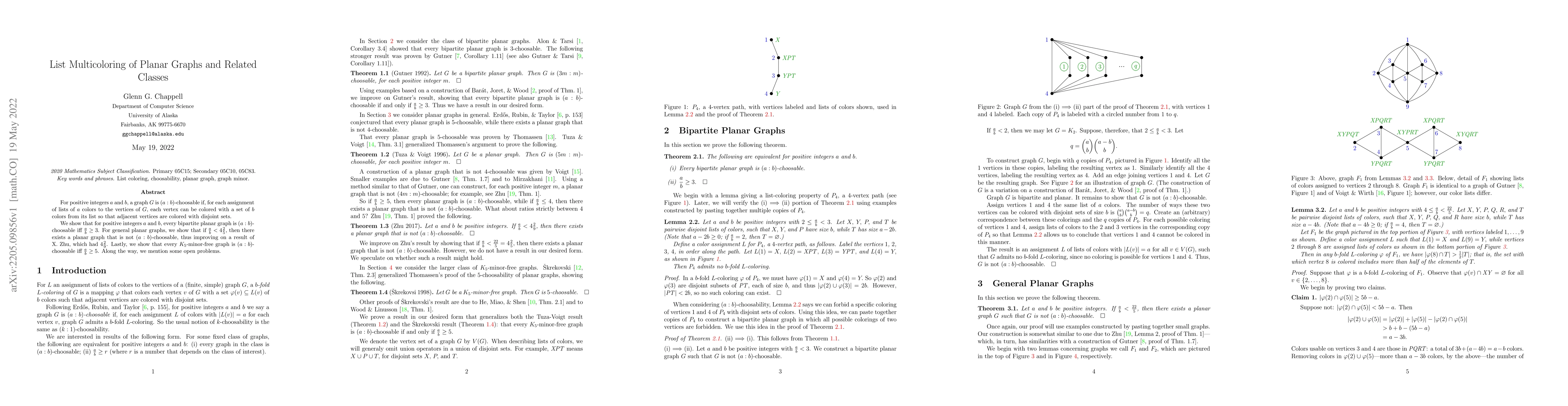 Thumbnail for List Multicoloring of Planar Graphs and Related Classes