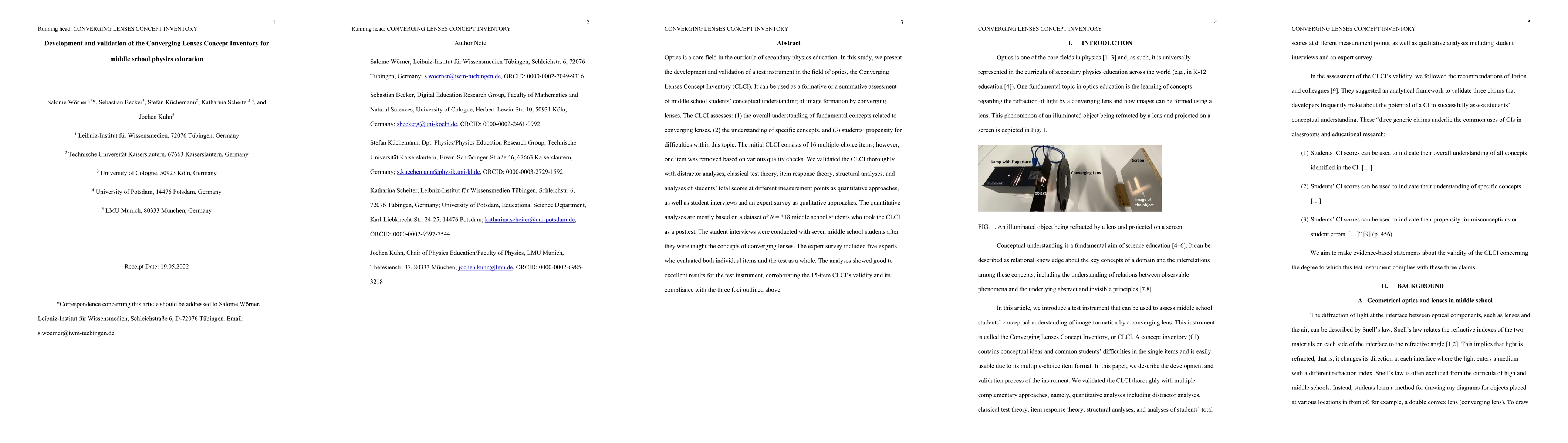 Thumbnail for Development and validation of the Converging Lenses Concept Inventory
  for middle school physics education