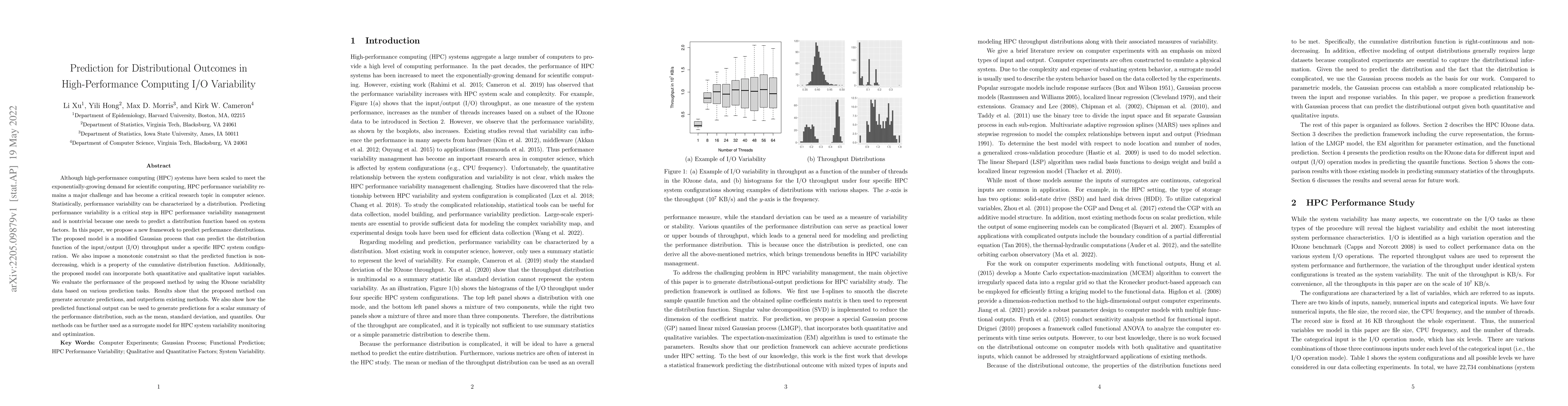 Thumbnail for Prediction for Distributional Outcomes in High-Performance Computing I/O
  Variability