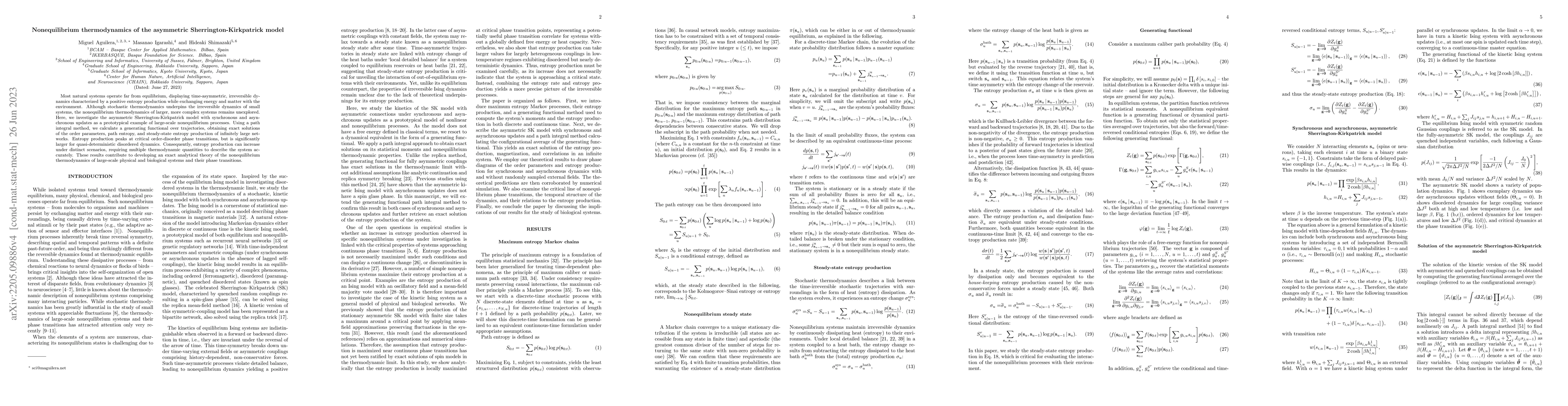 Thumbnail for Nonequilibrium thermodynamics of the asymmetric Sherrington-Kirkpatrick
  model