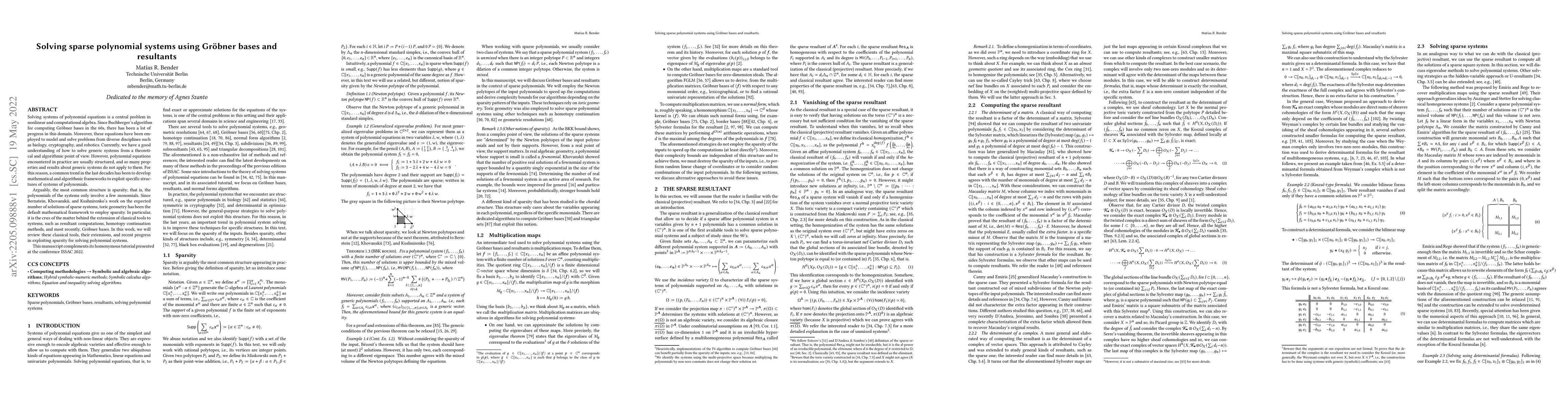Thumbnail for Solving sparse polynomial systems using Groebner bases and resultants