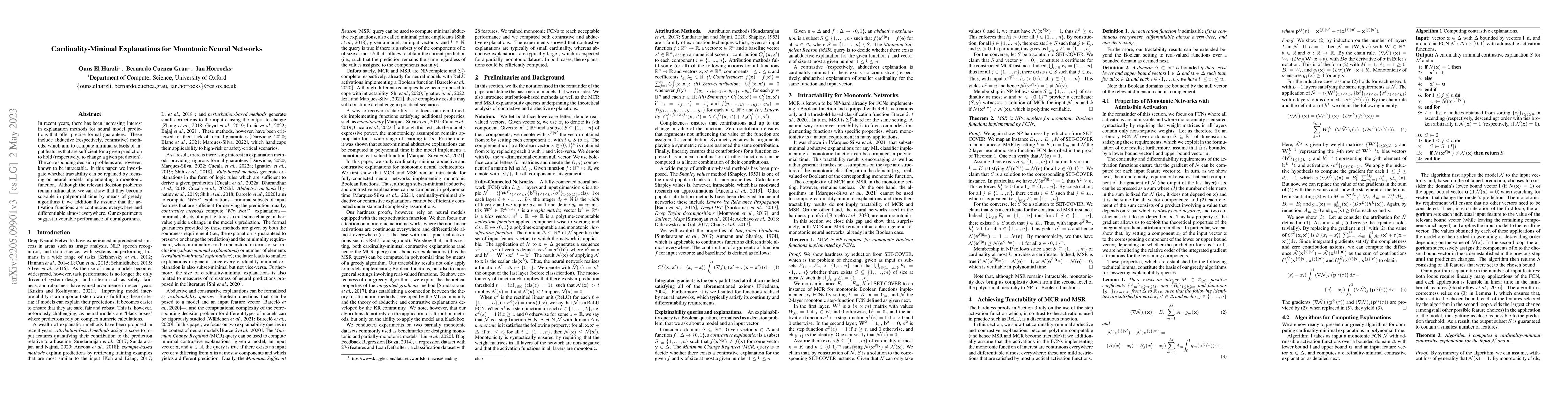 Thumbnail for Cardinality-Minimal Explanations for Monotonic Neural Networks