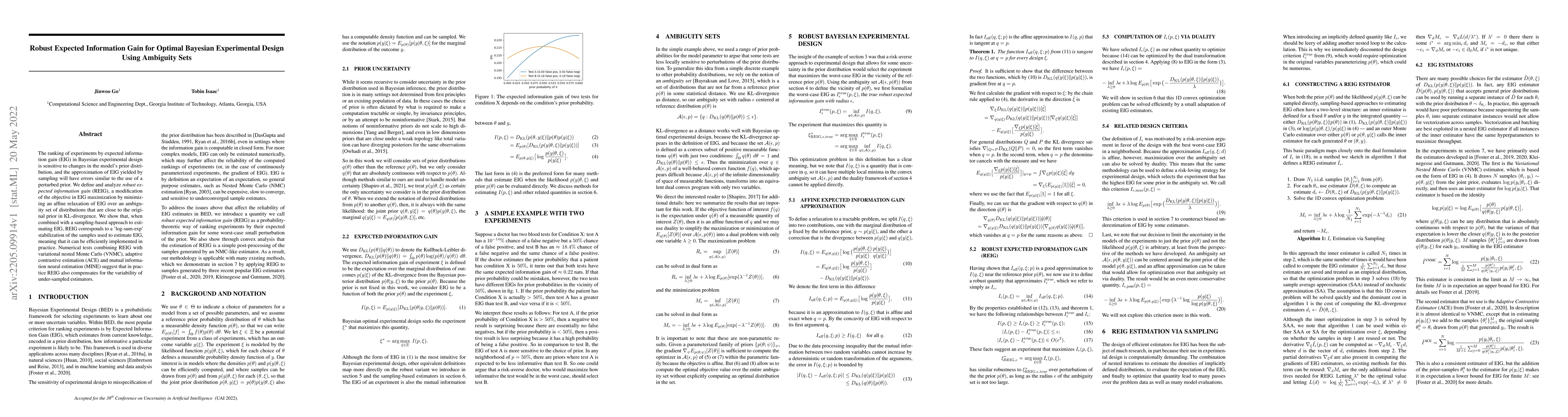 Thumbnail for Robust Expected Information Gain for Optimal Bayesian Experimental
  Design Using Ambiguity Sets