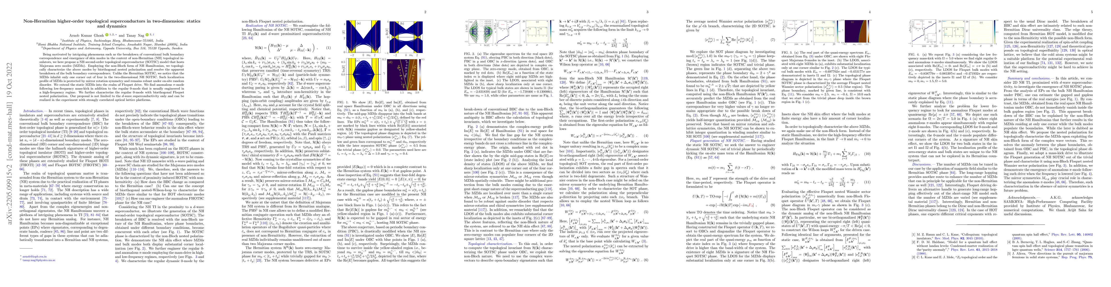 Thumbnail for Non-Hermitian higher-order topological superconductors in two-dimension:
  statics and dynamics
