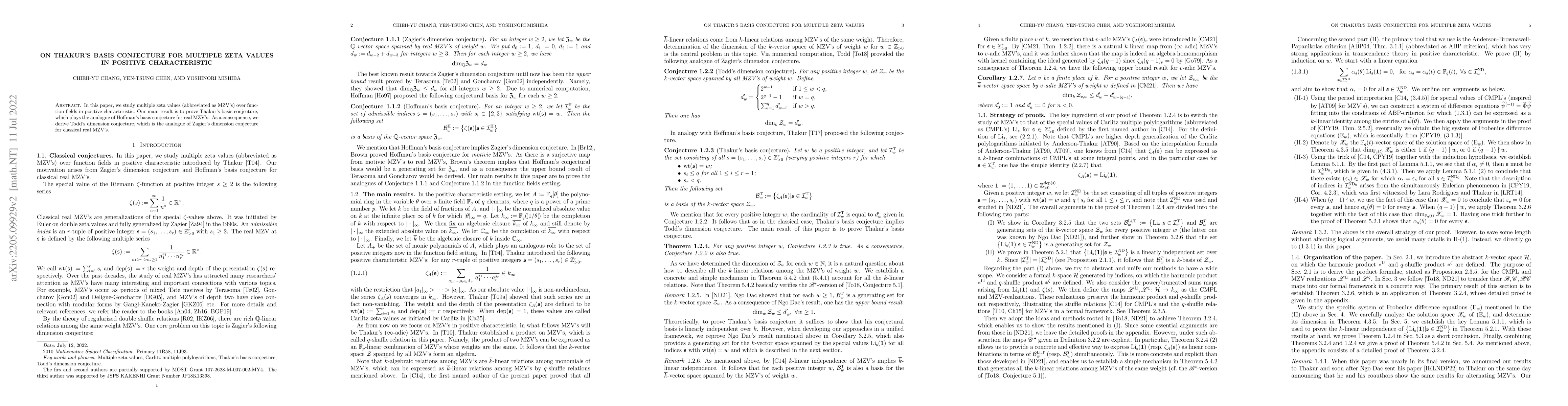 Thumbnail for On Thakur's basis conjecture for multiple zeta values in positive
  characteristic