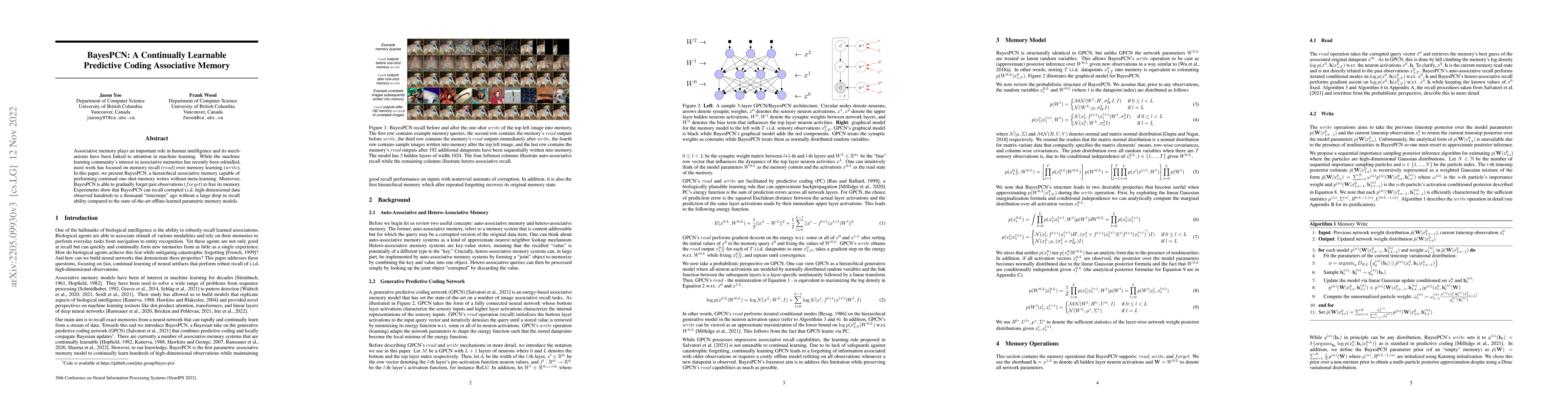 Thumbnail for BayesPCN: A Continually Learnable Predictive Coding Associative Memory