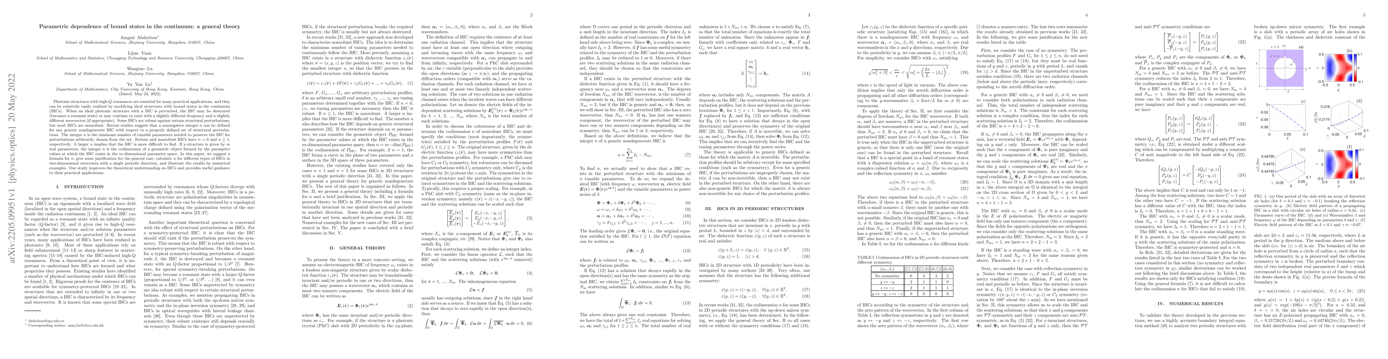 Thumbnail for Parametric dependence of bound states in the continuum: a general theory