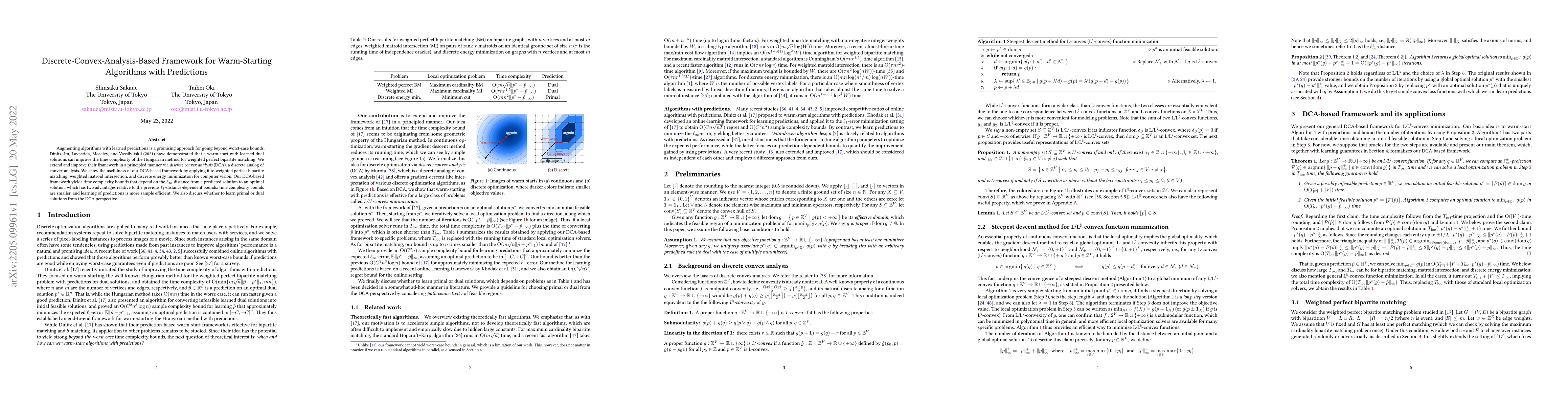 Thumbnail for Discrete-Convex-Analysis-Based Framework for Warm-Starting Algorithms
  with Predictions