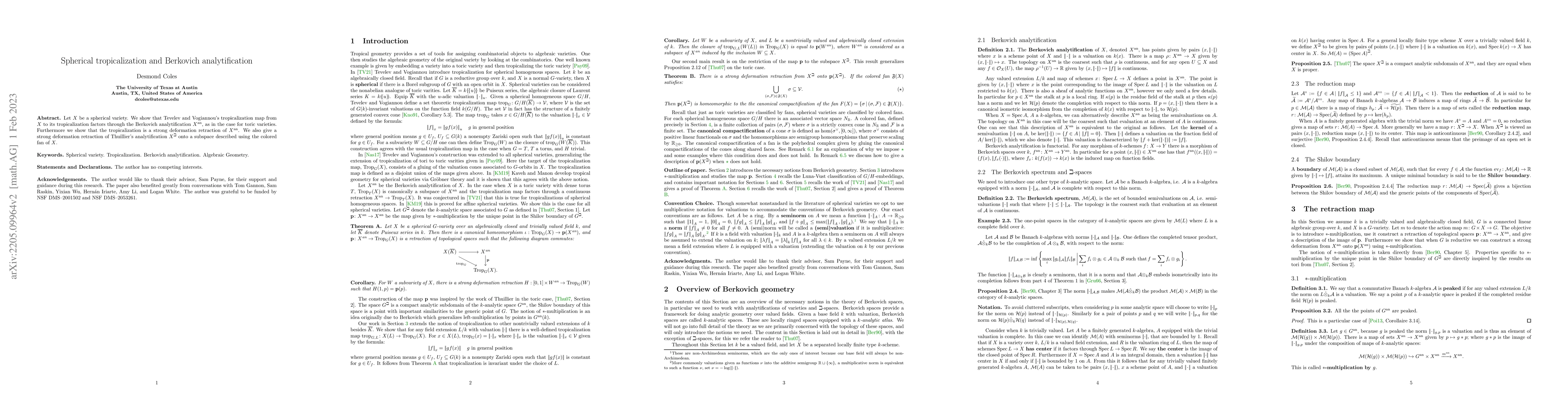 Thumbnail for Spherical tropicalization and Berkovich analytification