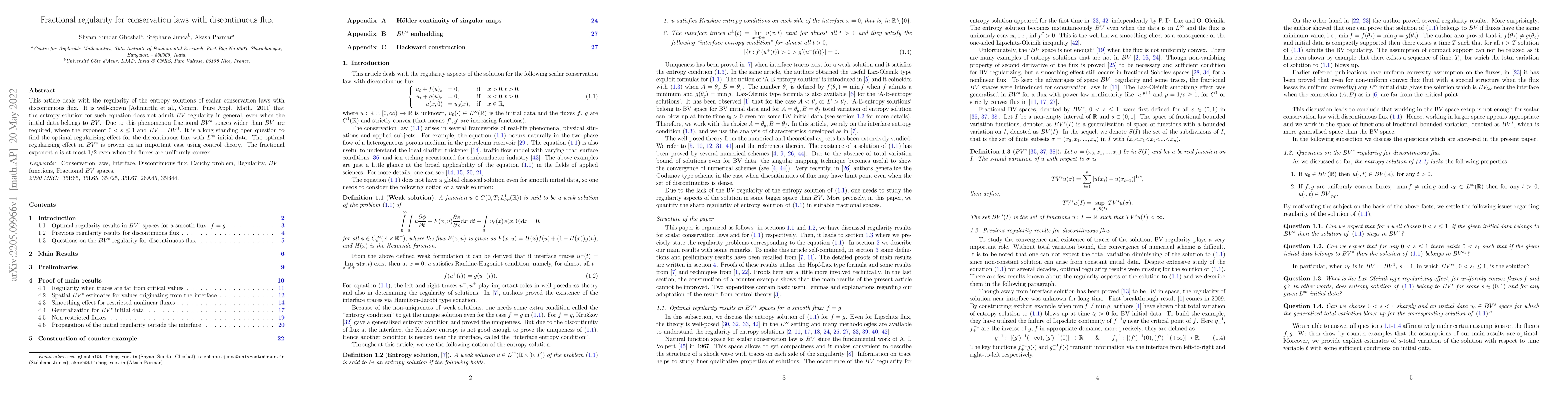 Thumbnail for Fractional regularity for conservation laws with discontinuous flux