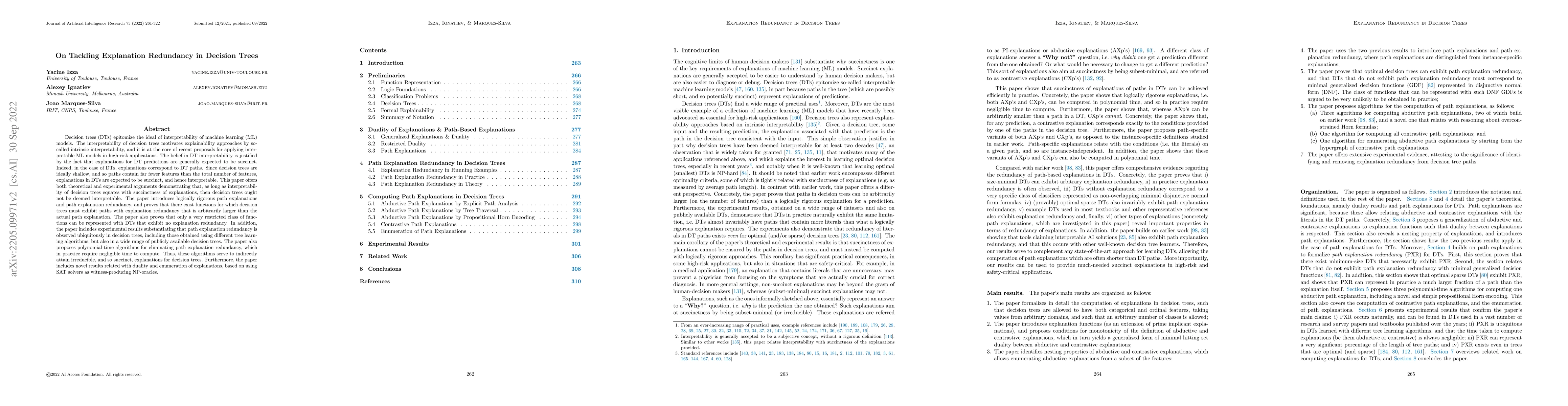 Thumbnail for On Tackling Explanation Redundancy in Decision Trees