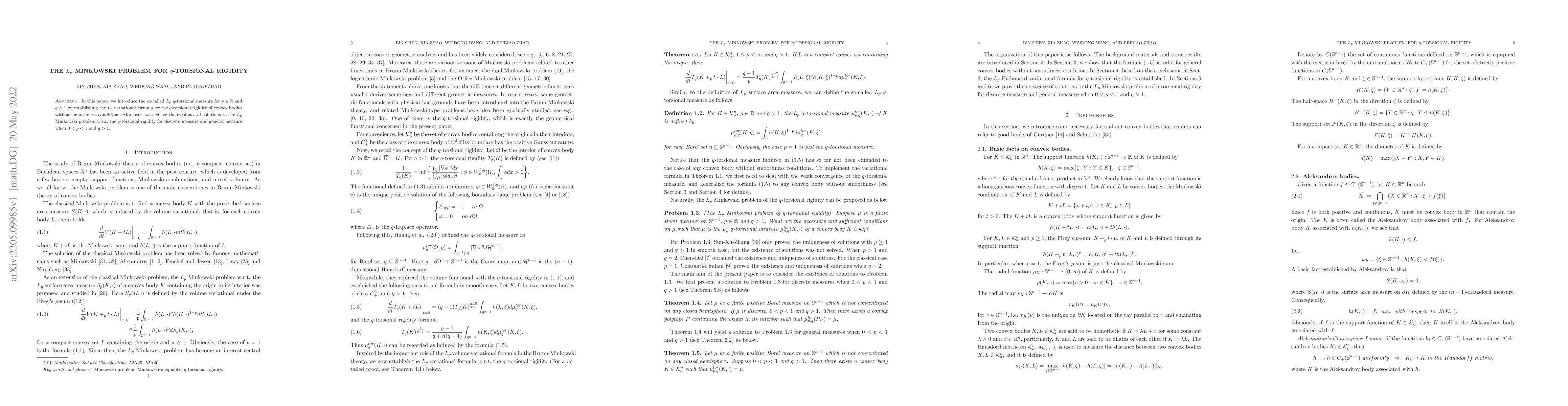 Thumbnail for The Lp Minkowski problem for q-torsional rigidity