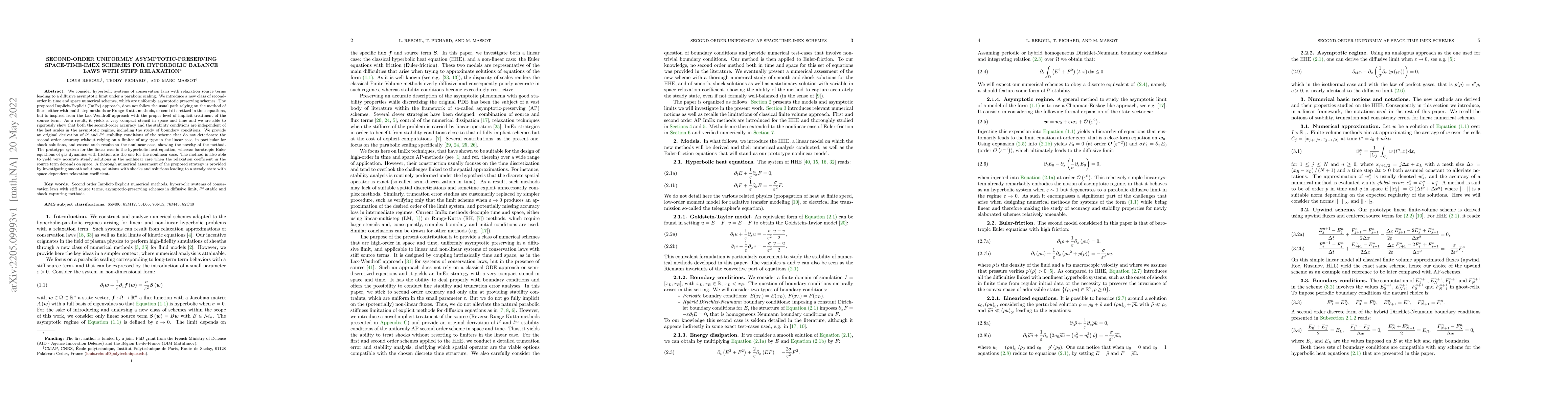 Thumbnail for Second-order uniformly asymptotic-preserving space-time-ImEx schemes for
  hyperbolic balance laws with stiff relaxation