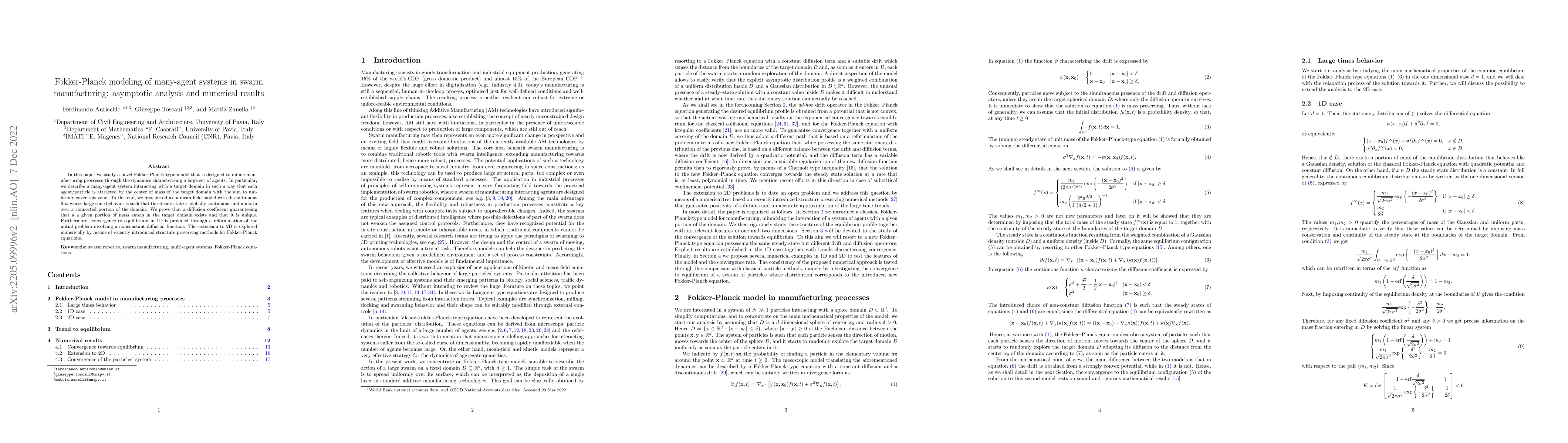 Thumbnail for Fokker-Planck modeling of many-agent systems in swarm manufacturing:
  asymptotic analysis and numerical results