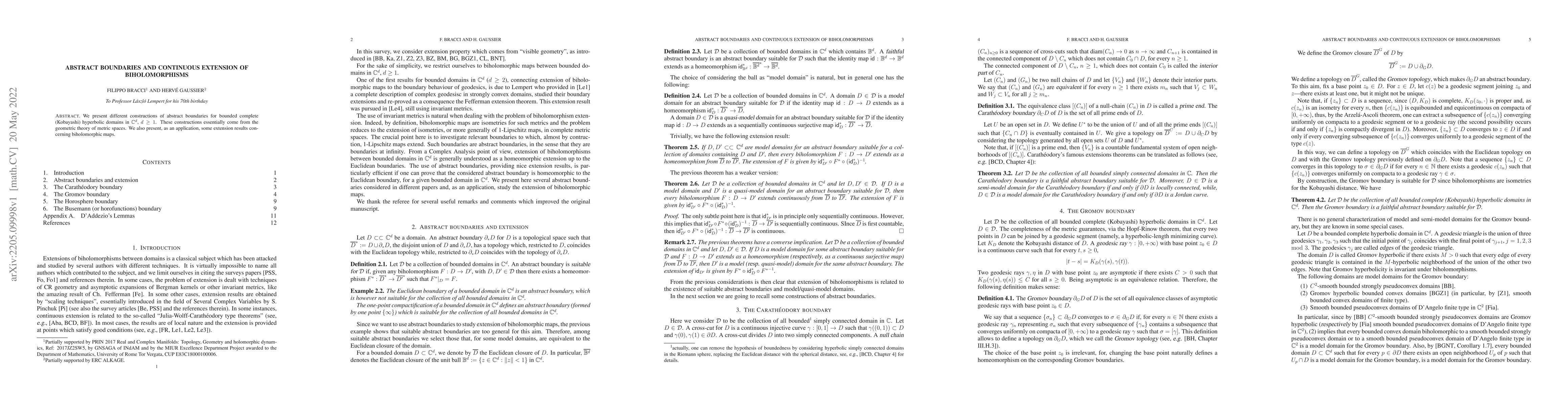Thumbnail for Abstract boundaries and continuous extension of biholomorphisms