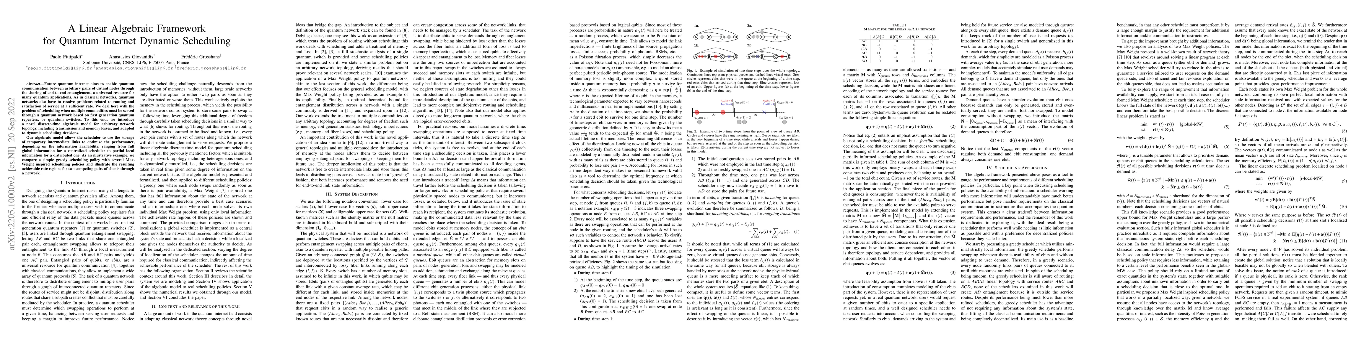 Thumbnail for A Linear Algebraic Framework for Quantum Internet Dynamic Scheduling