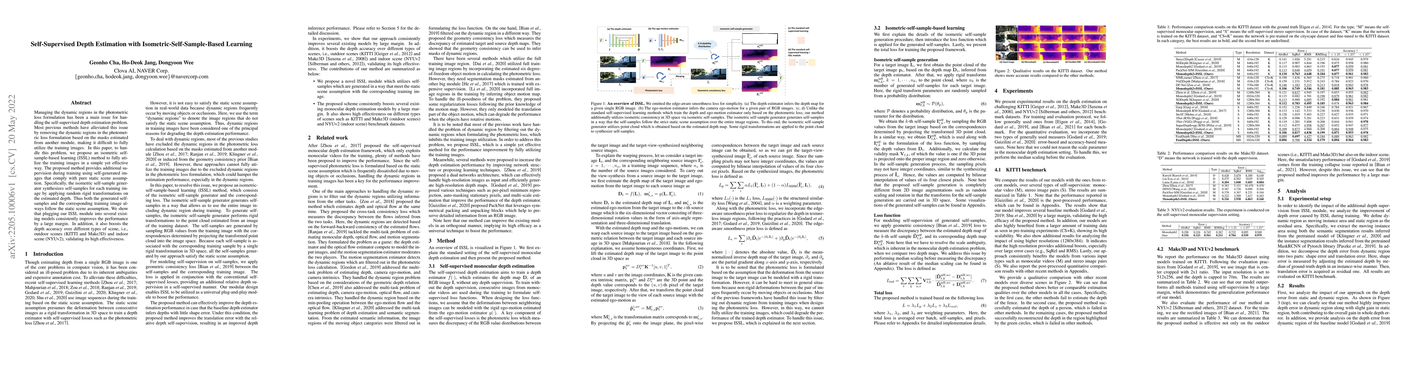 Thumbnail for Self-Supervised Depth Estimation with Isometric-Self-Sample-Based
  Learning