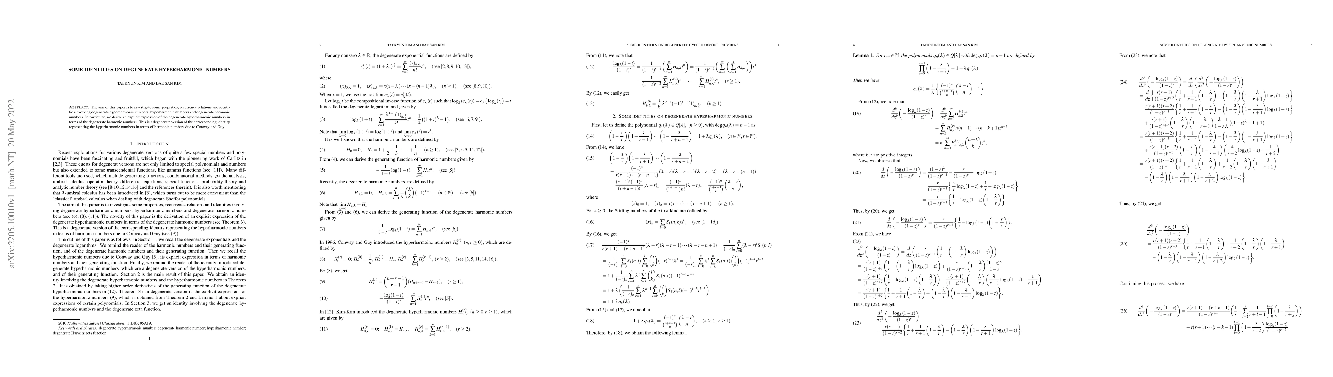 Thumbnail for Some identities on degenerate hyperharmonic numbers