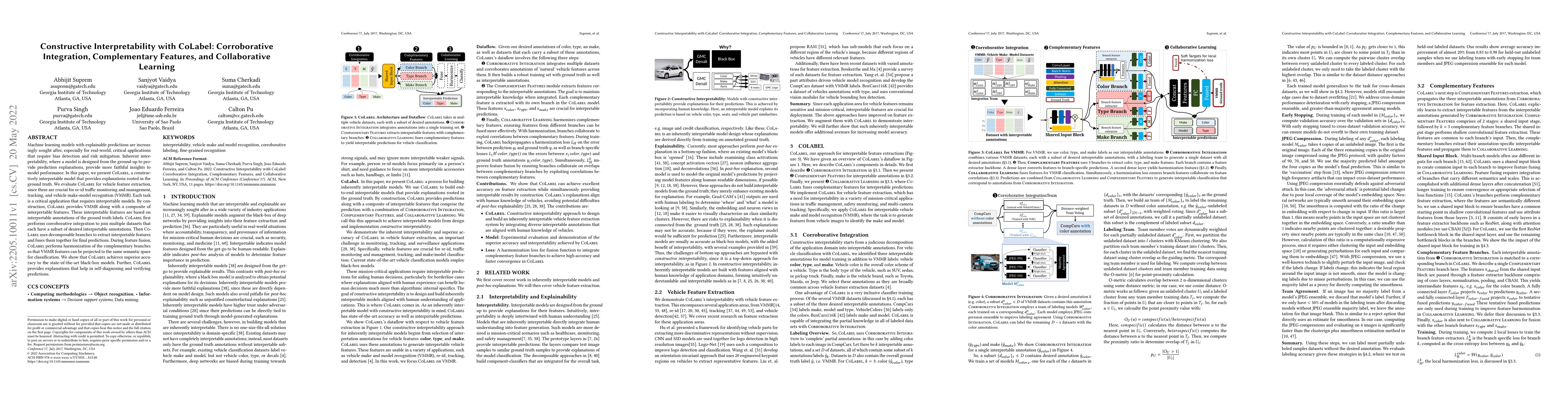 Thumbnail for Constructive Interpretability with CoLabel: Corroborative Integration,
  Complementary Features, and Collaborative Learning